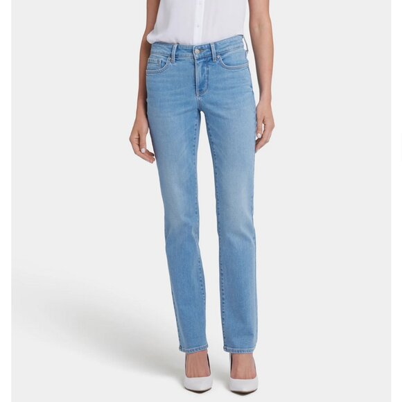 NYDJ LiftXTuck technology Marilyn Straight Jeans, Light Wash, Size 10 - Picture 1 of 9